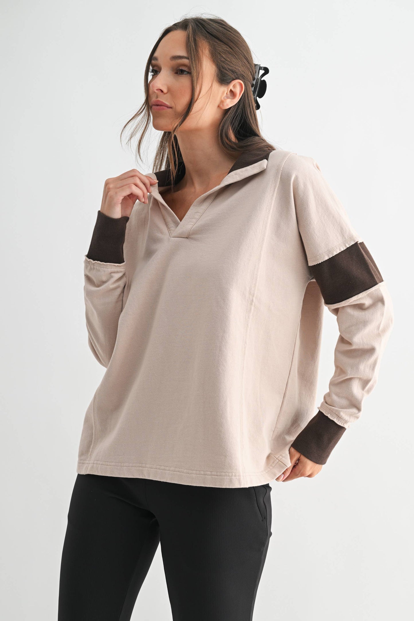 Crestline Contrast Collared Top